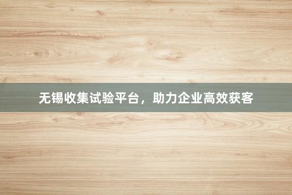 无锡收集试验平台，助力企业高效获客