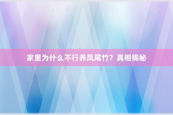 家里为什么不行养凤尾竹？真相揭秘